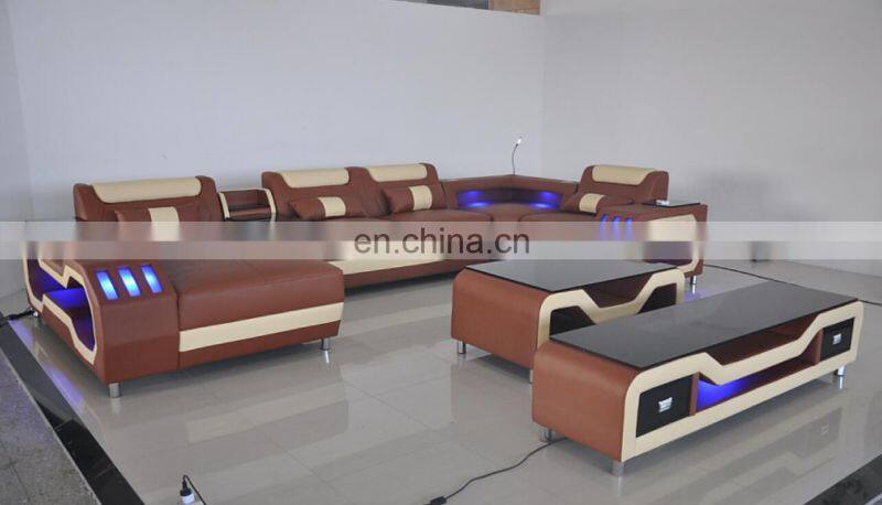 Foshan factory luxury royal design top leather sofa set