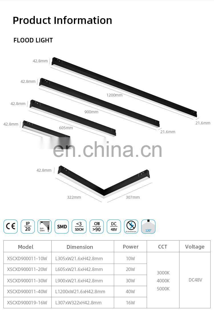 HUAYI Fashion Simple Design Shop Magnetic Rail Installation 10w 20w 30w 40w 16w LED Track Light