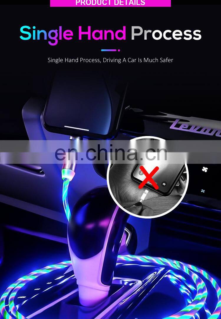 Wholesale Magnetic Fast Charging USB Cable Flowing Light Phone Accessories Data Cables