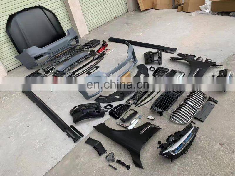 Runde PP Material For BMW 7 Series G11 G12 Old To New M Style Body Kit Front Rear Bumper Lip Side Skirt Fender Hood Headlight