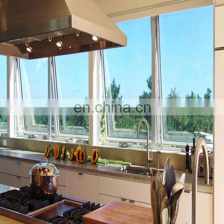 AS2047 CE drop arm window awning double tempered Frosted glass awning window with stainless steel mosquito screen