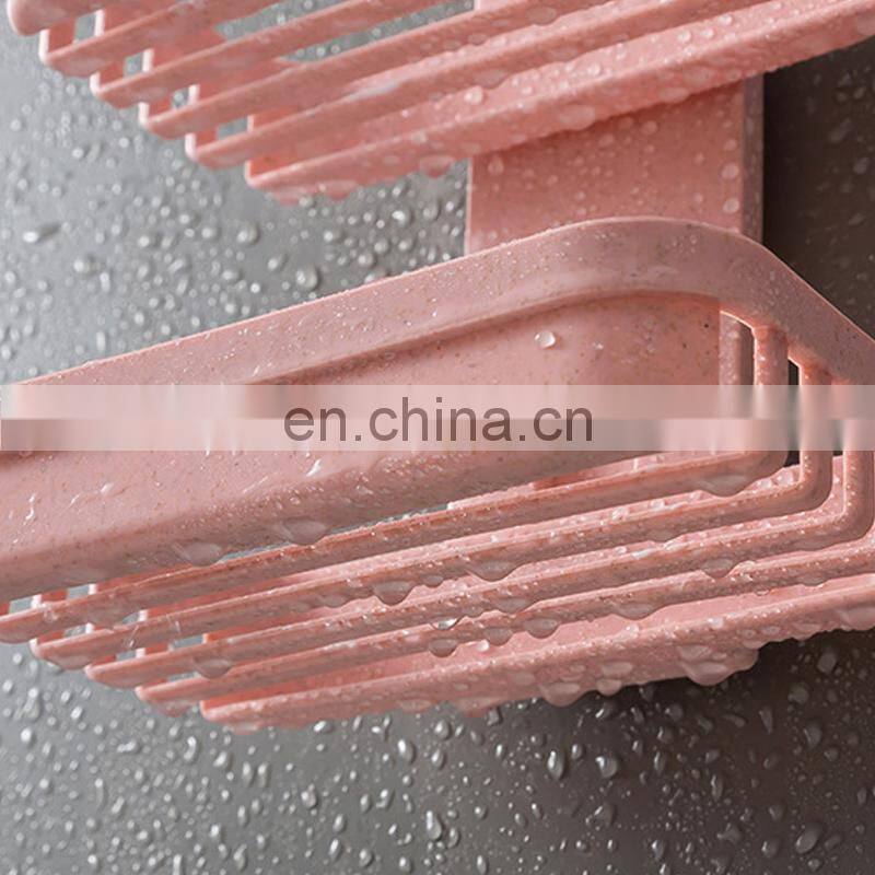 Wall Mounted Double Layer Soap Dish Punch-Free Drawer Draining Holder Kitchen Sponge Storage Box Bathroom Organizer Rack