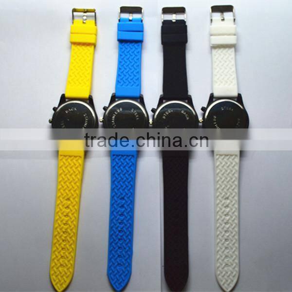 japanese quartz movement watches waterproof 3 atm, white silicone strap