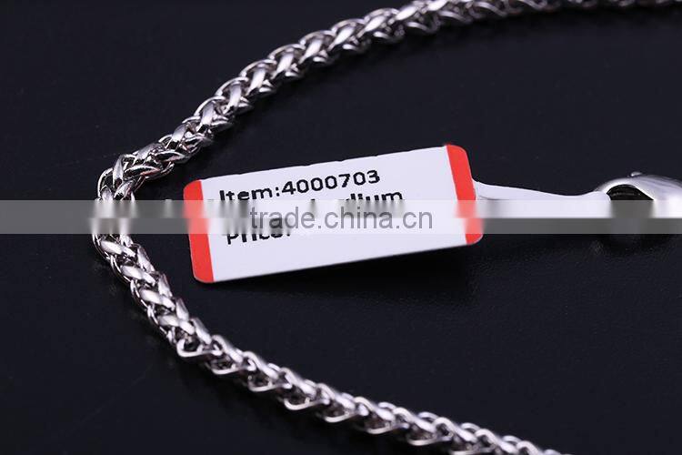 2015 fashion jewelry rhodium plated brass chain twisted necklace