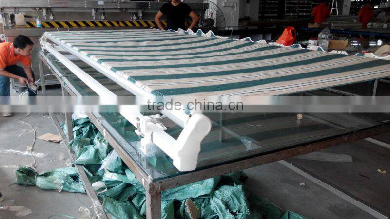 Curtain times Motorized Retractable Awning in Sunshade Fabric