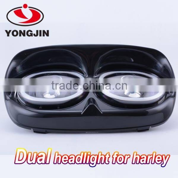 Harley street glide driving headlight cover double lens projector headlight