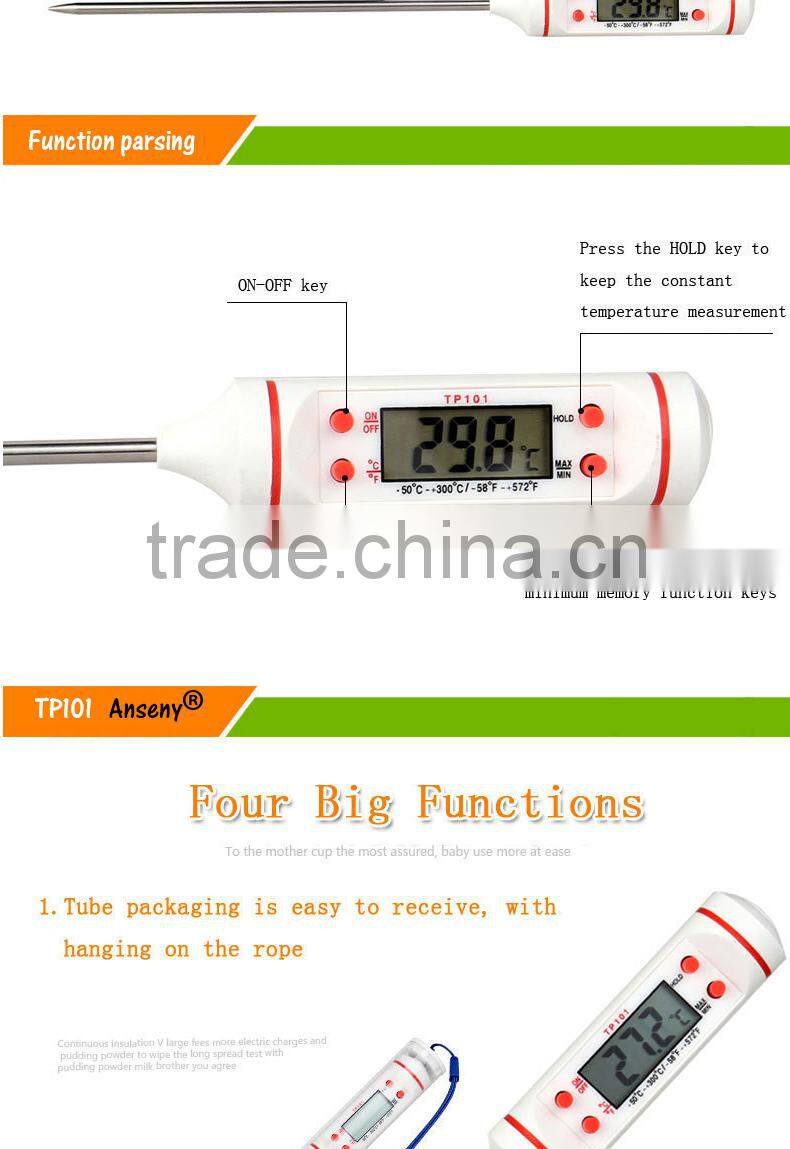 Digital Instant-Read Electronic Stainless Steel Metal Probe BBQ Food Kitchen Milk Bottle Temperature Thermometer