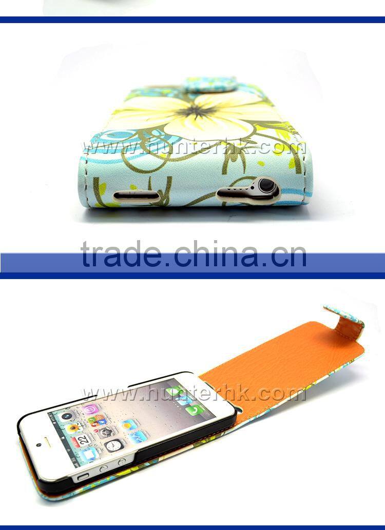 Printable Top Open Flip Leather Case For iphone5C