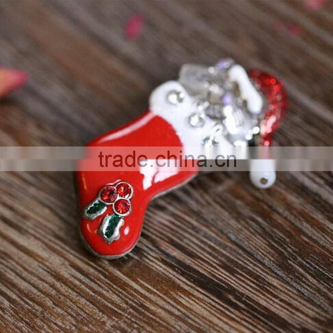 New design zinc alloy red Mouse christmas stocking brooch