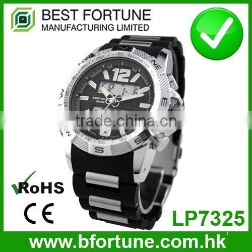 LP7641 2016 lcd multipal time zone plastic waterproof watch
