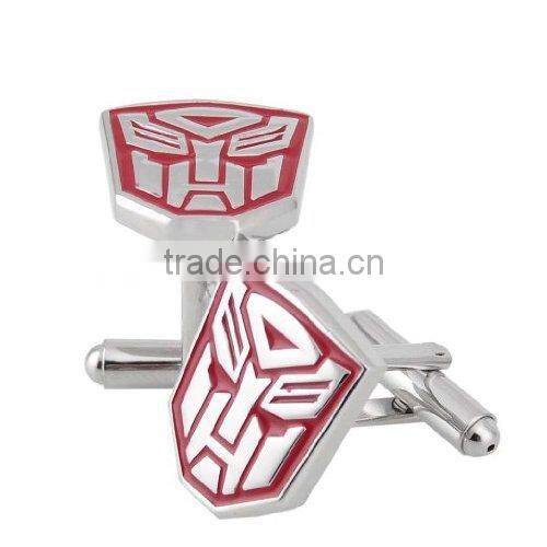 Stainless Steel & Red Wood Cross Peltate Cufflinks for Men with Gift Box