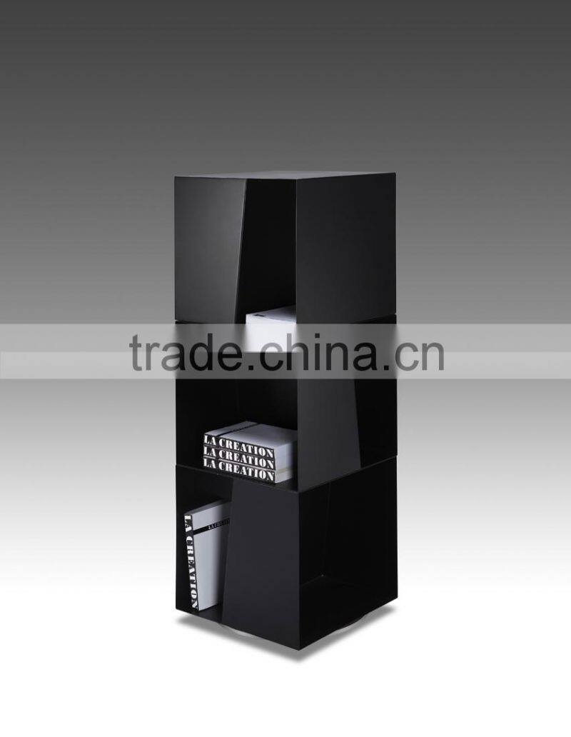 New design elegant bookshelf cheap corner shelf modern black and white wooden book case