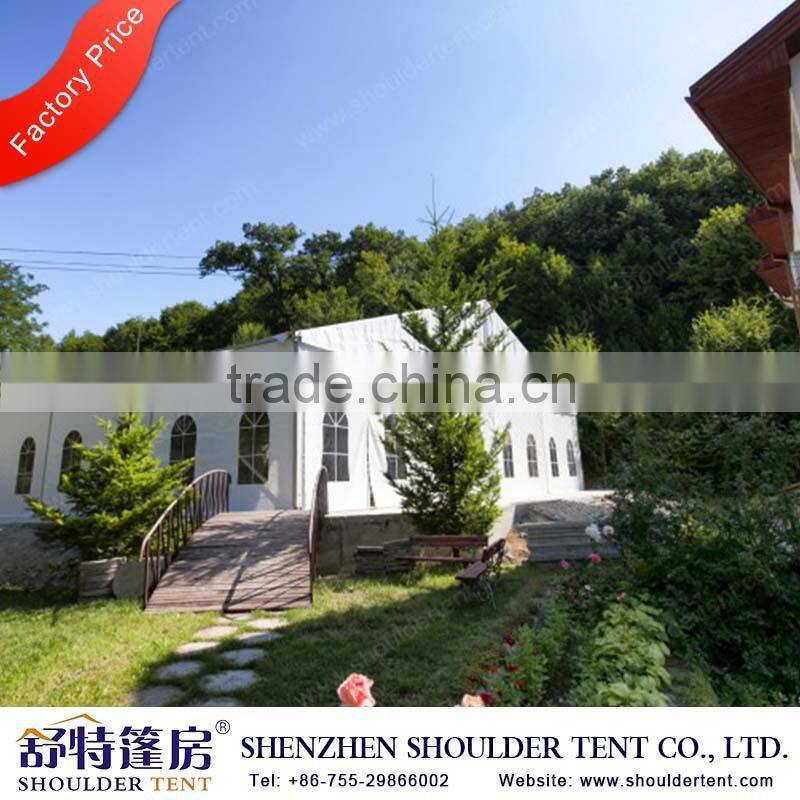 White marquee luxury decorated wedding tent