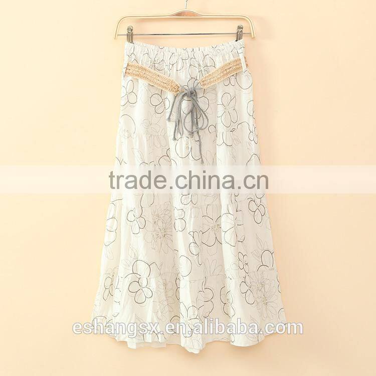 Ladies Bohemian style long linen printed dress