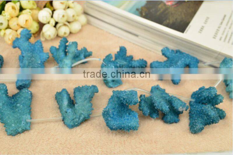 Wholesale blue coral natural material coral pendant gemstone for jewelry making