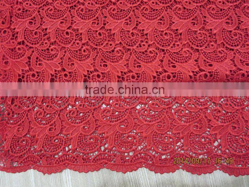 2015 Latest Red African lace fabric for wedding dress
