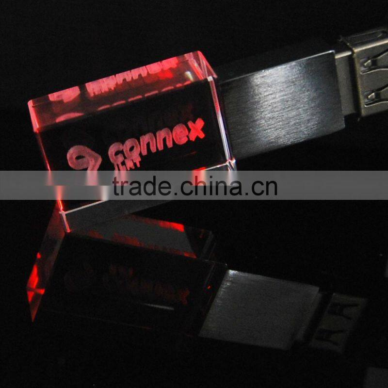 High Quality Full Capacity Crystal 16GB USB Flash Drive 8GB USB Disk Memory 3D Laser Engraved Logo in USB Key
