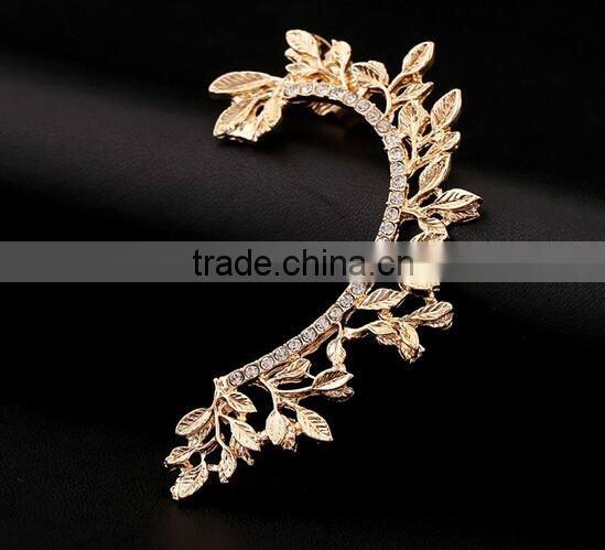 >> SW16420 new arrival Fashionable crystal leaf cuff earrings/