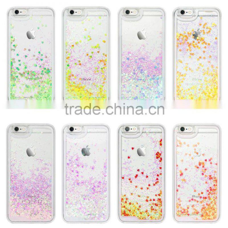 Bling Sparkle Glitter Heart Liquid Quicksand TPU Phone Case For iPhone 6s 6 Plus