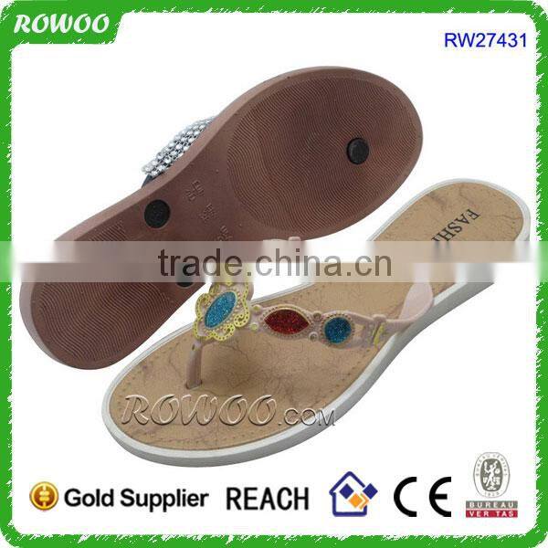 Custom logo ladies flip flop sandals ladies fashion flip flops with stone elegance ladies summer flip flop sandals