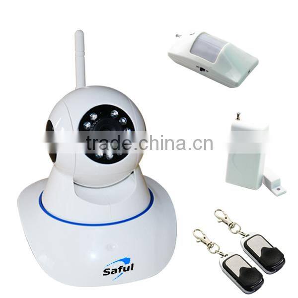 Wireless ip camera input alarm with pir sensor and remote control