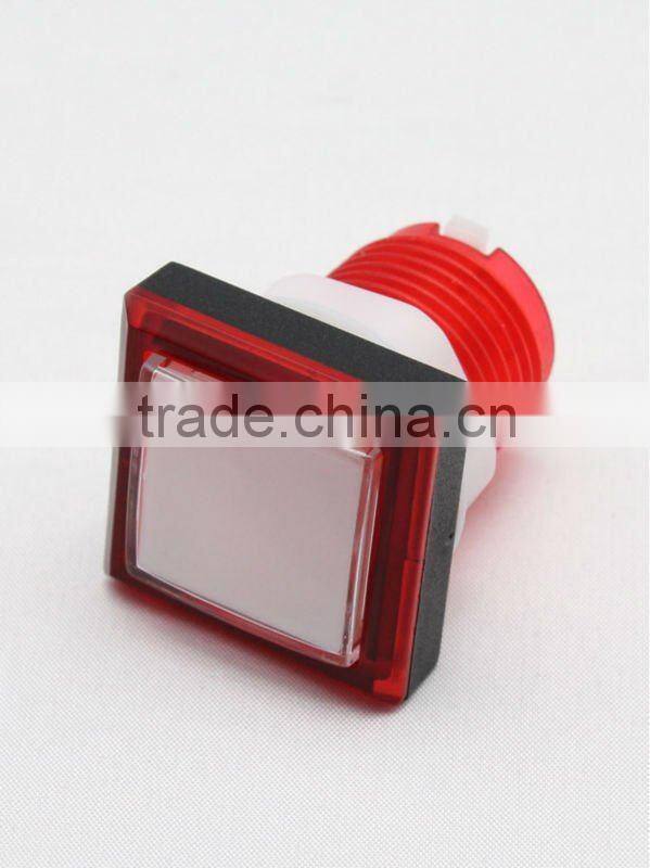 33mm square yellow plastic arcade push button switch electric pushbutton switch Momentary with LED light