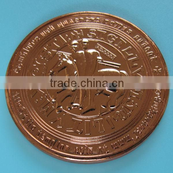 B18 1 oz 999 Fine Copper Masonic Knight Templar Cross Round coin