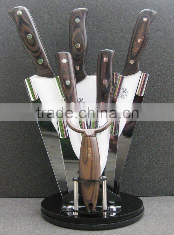 7pcs Ceramic Knife Set with wooden handle for kitchen