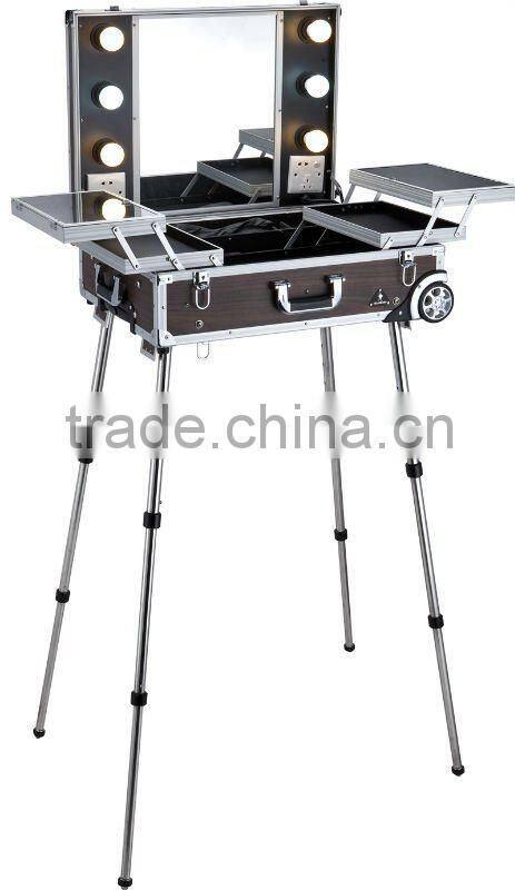 Aluminum makeup case with legs with mirror CE Approval (FY9616)