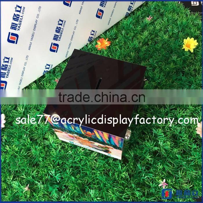 Acrylic Clear Locking Fundraising Charity Donation Box Ticket Box Ballot Box With Sign Holder