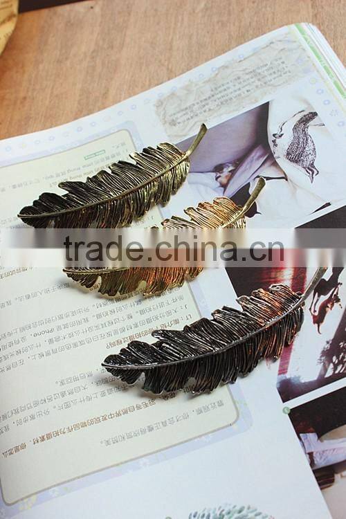 Fashion golden leaves Metal Clip For Women,Greece's women feather spring clip metal hair accessories