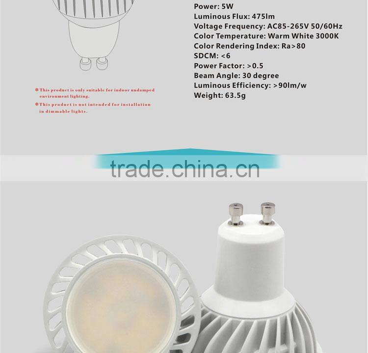 LED spotlight spotlight led 30 degree SMD5630 Aluminum GU10 led spotlight 2700K-6500K