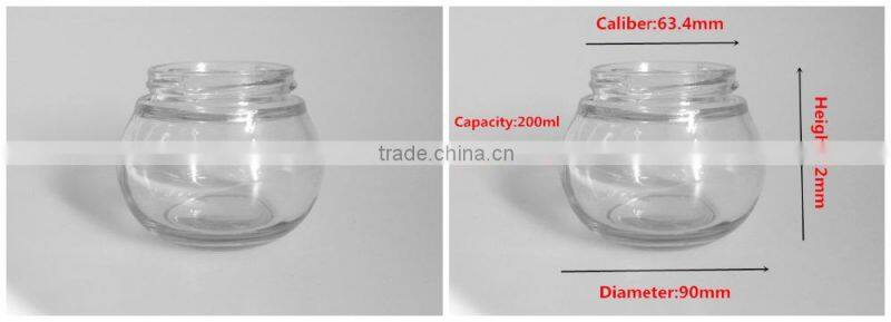200ml Eco-Friendly lucid glass storage jar with screw top lid
