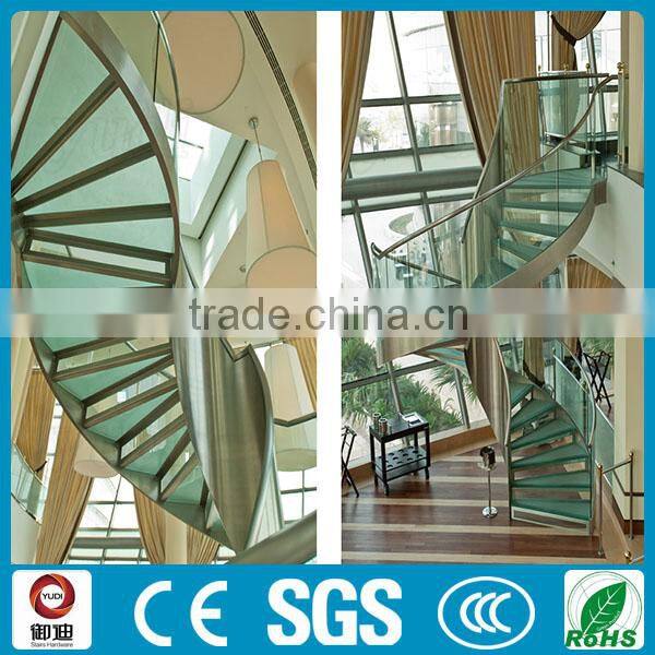 modern commercial hotel glass curved stairs price