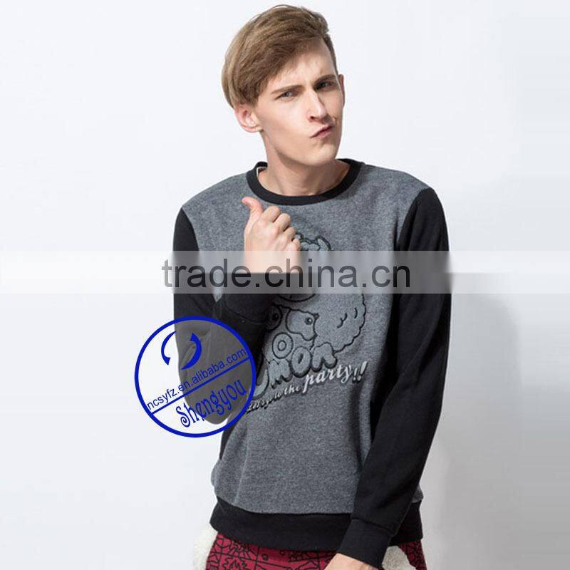 Wholesale custom 100 polyester mens pullover sweatshirt with pocket