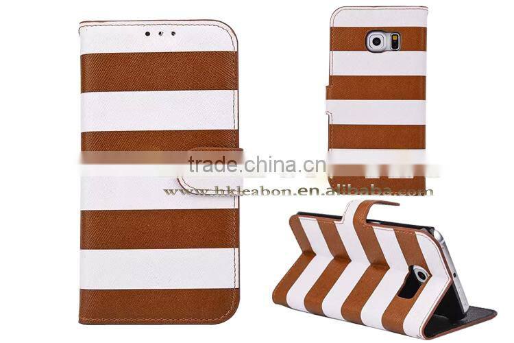 hot new products for 2015, fancy color strip wallet leather case for samsung galaxy s6 edge,