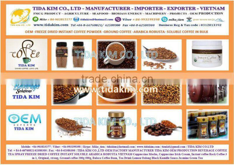 100% ROBUSTA SPRAY FREEZE DRIED INSTANT COFFEE - TIDA KIM VIETNAM INSTANT COFFEE - PREMIUM INSTANT COFFEE - OEM PRODUCTION