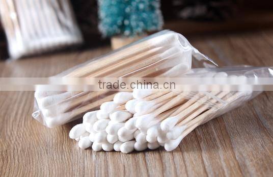 50pcs Double Ends Brich Wood Stick Cutton Disposable Beauty Clean Makeup Swabs