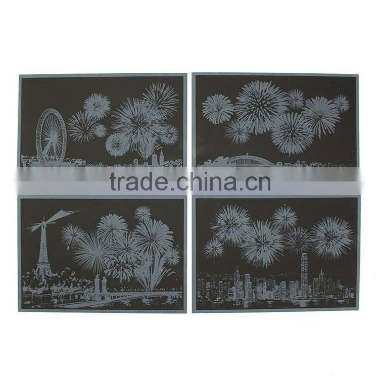 Hot selling newest high quality scratch night view new series with fireworks pictures