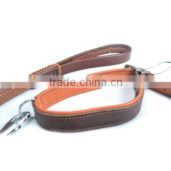 Hot sale fashionable metal Chain Genuine Leather Dog Collars in 2016