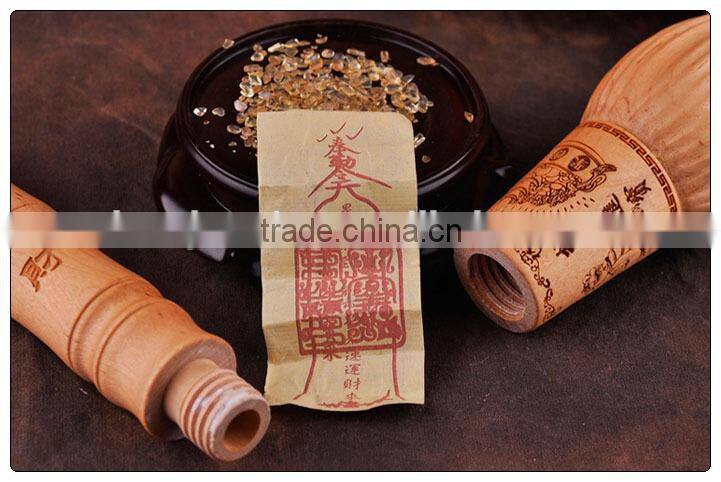 Peach wooden wen chang pen decoration