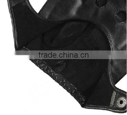 men's black leather fingerless gloves for summer,half finger driving leather gloves