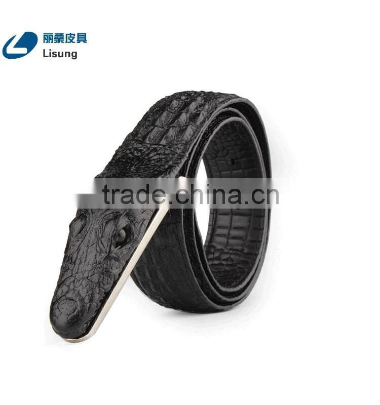 New Arrival Snap Closure Men Antique Genuine Alligator Jeans Belt