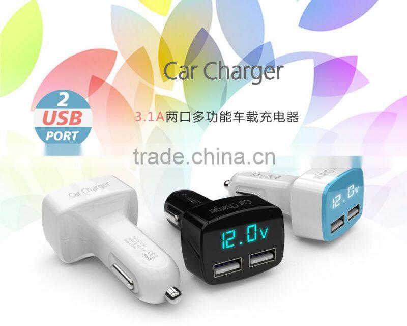 Auto digital car voltage ampere meter with charging USB port