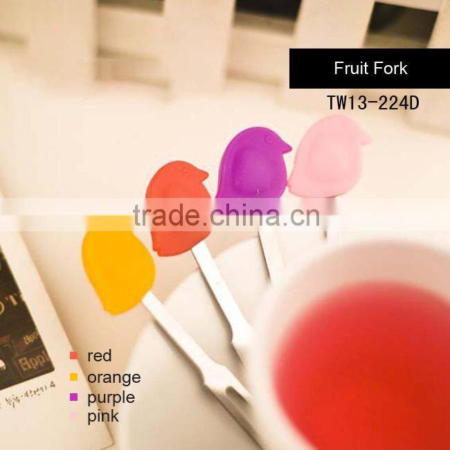 Cute bird shape stainless steel fruit fork