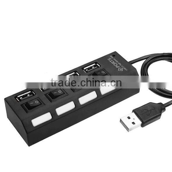 4 Port USB Hub Splliter USB 2.0 Hub USB Splitter With Separate ON/OFF Switch For Laptop Computer Notebook