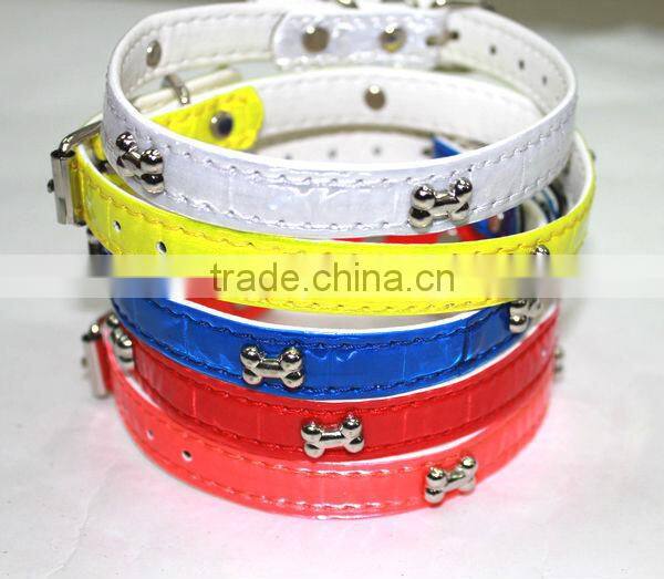 colorful reflective pu dog collar