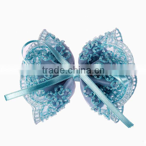 small beads bow korean ribbon hair clip, grosgrain ribbon hair clip