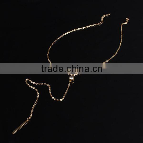diamond tassels women long thin chain necklace