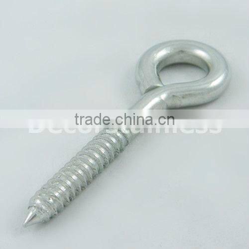 Stainless steel unwelded eye bolt with wooden screw